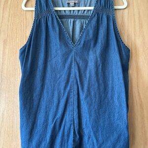Peace & Pearls Stylish Denim Sleeveless Top Tank Sz M